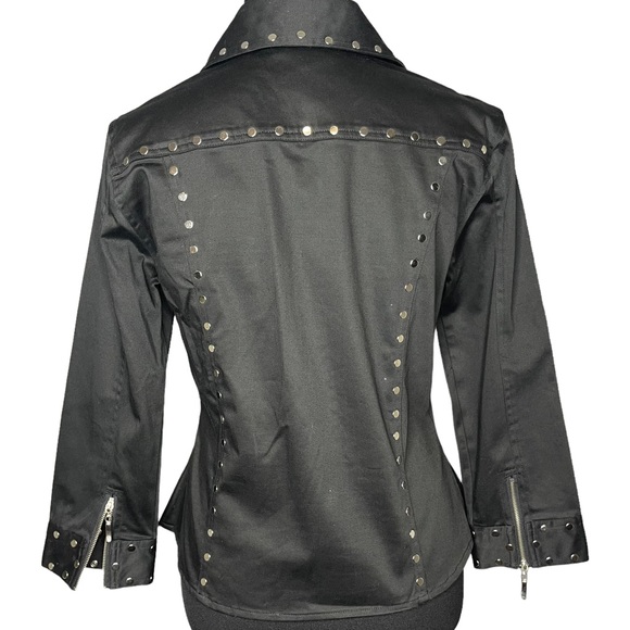 Luii Black Cotton Studded Moto Jacket/Shirt - Picture 2 of 8